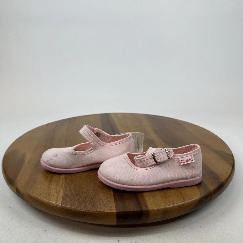 New Little Kids Cienta Pink Canvas Comfort Casual Mary Jane Shoes Size 7.5 C NWT